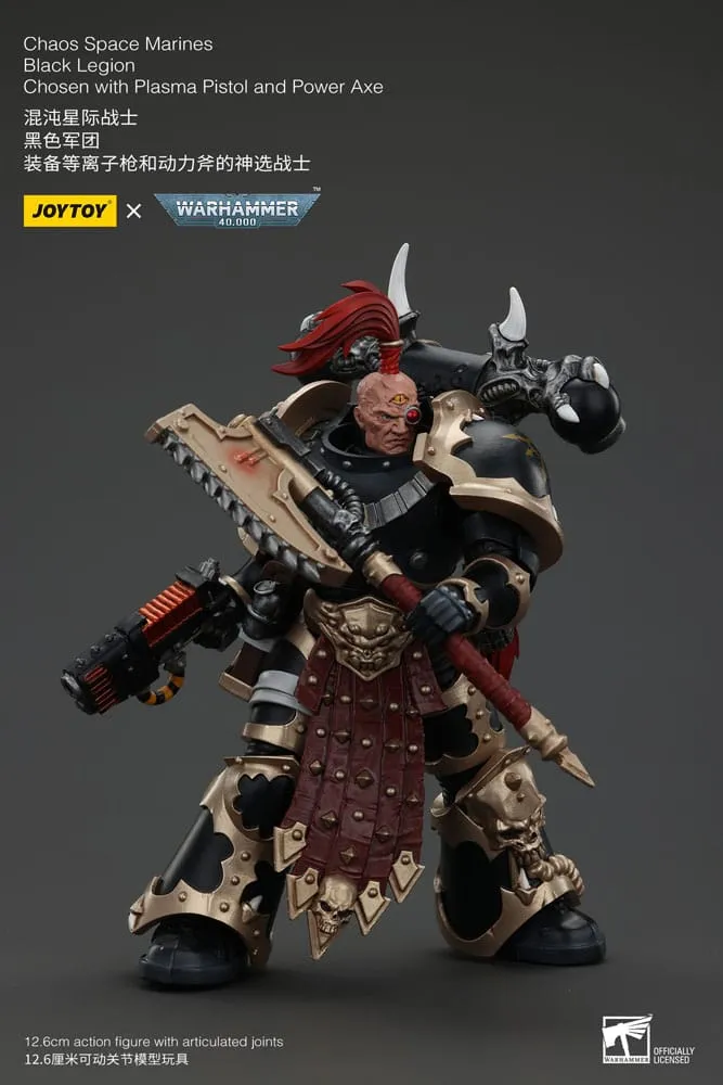 Warhammer 40k Action Figure Chaos Space Marines Black Legion Chosen with Plasma Pistol and Power Axe 20 cm
